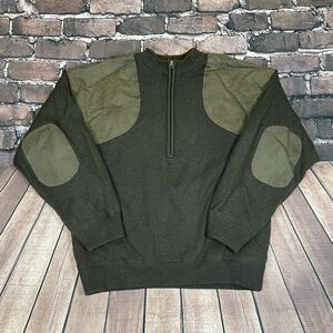 Sportsman's Warehouse 100% Wool Shooting Sweater Men's Large Green 1/2 Zip